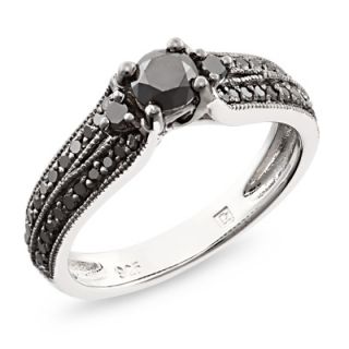CT. T.W. Enhanced Black Diamond Engagement Ring in Sterling Silver 