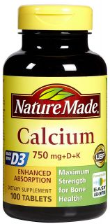 Nature Made Calcium 750 mg + Vitamins D & K Tabs   