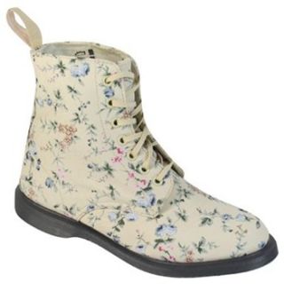 Dr Martens White Wild Flower Evan Leather Boots 2.5cm Heel