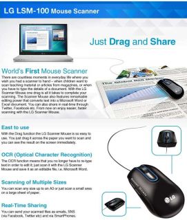LG LSM 100 Mouse Scanner   USB, Laser Sensor, 1200 DPI Item#  L49 
