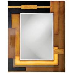 Black Gold and Beige Lacquered 45 High Wall Mirror