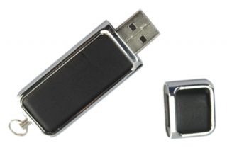 16GB Leather with Iron Cover USB Flash Drive Black   Tmart