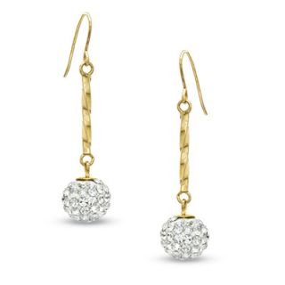 14K Gold Crystal Twist Bar Drop Earrings   Earrings   Zales