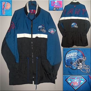 Vtg 1990s NY Giants Pro Player Authentic Zip Windbreaker/Rain Jacket 