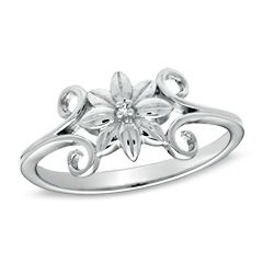 Precious Moments® Diamond Accent Flower Ring in Sterling Silver 