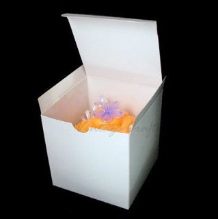 Cupcake Cookie Candy Wedding Favor Treat Gift Box 4x4 50bx WHITE