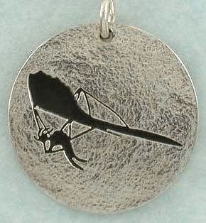 Kokopelli on Hang Glider, Sterling Silver Necklace