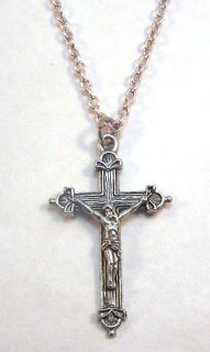 Silver Plated 24 Link Chain W Lead Free Pewter Florentine Crucifix 