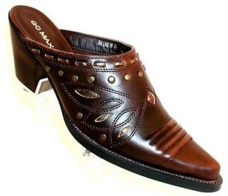 New GO MAX Women Cowboy Western Heel Slip On Clog Mule Slide Sandal 