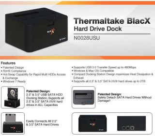 Thermaltake BlacX N0028USU Hard Drive Dock   2.5/3.5 SATA to USB 2.0 