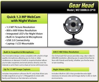 Buy the Gear Head WC1300BLK Quick 1.3MP WebCam   Black  