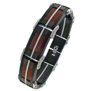 Mens 19mm Ion Plated Tri Tone Stainless Steel Mesh Bracelet   8.5 