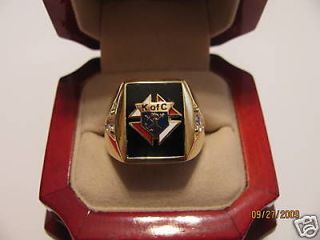 NEW! Mens Gold Onyx Knights of Columbus 3rd Degree Crest Ring