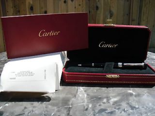 CARTIER SILVER AND Black Pasha Cartier Pen, BLACK Cartier Pen W/ BOX 