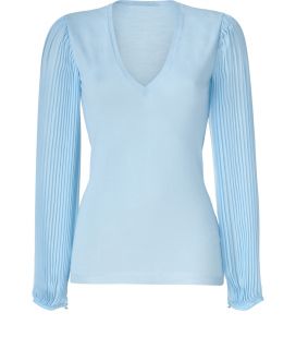 Emilio Pucci Azure Pleated Sleeve Pullover  Damen  Strick  STYLEBOP 
