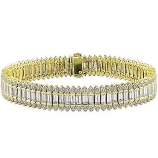 16 7/8 CT. T.W. Baguette and Round Tennis Bracelet in 18K Gold   Zales