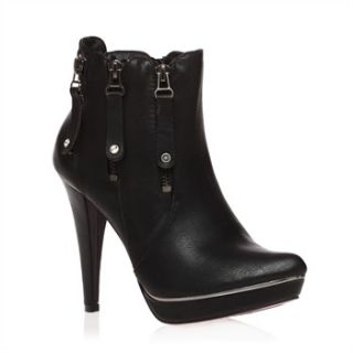 Like Style Black Zip Ankle Boots 12cm Heel