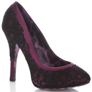 Dolce&Gabbana Purple/Black Lace Court Shoes 12cm Heel