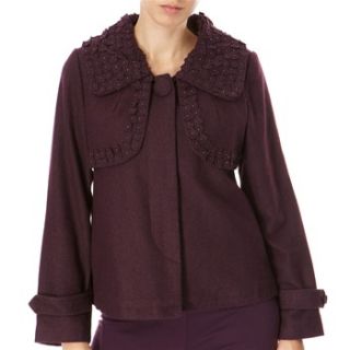 Almost Famous Purple Square Applique Wool Blend Jacket