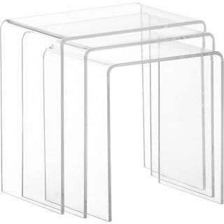 peekaboo clear nesting tables set of three in accent tables  CB2