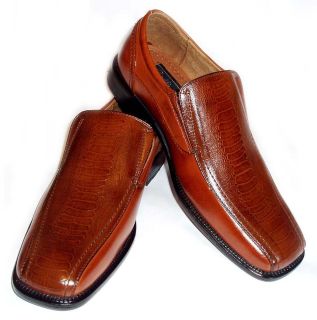 MENS LEATHER DRESS SHOES LOAFERS COMFORT SLIP ON OSTRICH CROCODILE 