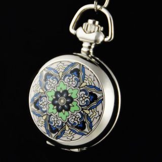   Lady Necklace Pendant Japan Quartz Pocket Watch mirror 6 petals new