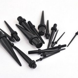   Bag Black Resin Plugs Ear Stretching Kit Body Jewelry Pierced 1.6~10mm