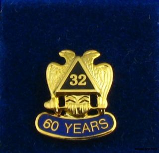 Scottish Rite   32nd Degree Eagle Pin 60 Year Member Masonic Lapel in 