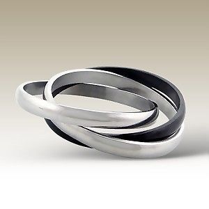 UK Stainless Steel Russian Wedding Ring Black + Silver Tone Complete 