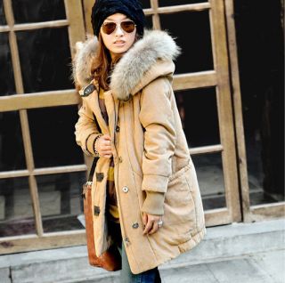NWT Fashion Womens Real Raccoon collars Coat Jacket Outware Casual