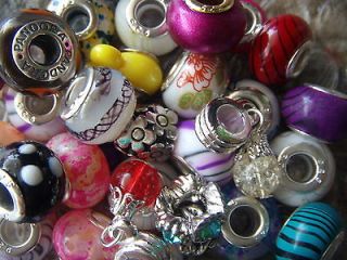   pcs Murano glass +1 pandora & other beads charms Bracelet Silver Plat