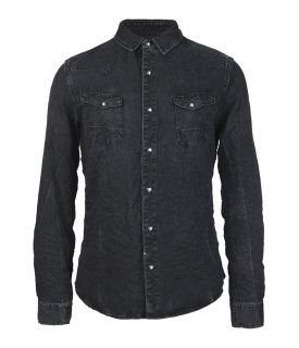 Roku Black Denim Shirt, Men, Shirts, AllSaints Spitalfields