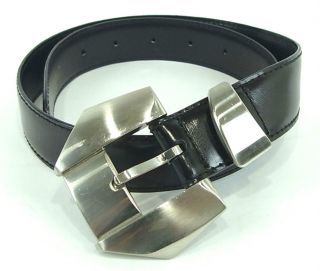 AUTHENTIC GIANNI VERSACE BLACK LEATHER WOMENS WAIST BELT MADE IN 