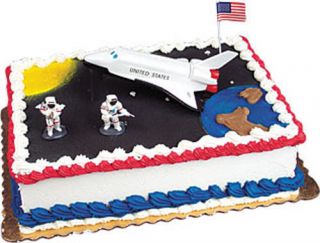 SPACE SHUTTLE w/ASTRONAUTS Cake Kit Topper USA Birthday Party 