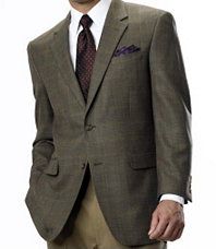 Executive 2 Button Silk/Wool Windowpane Check Sportcoat  Sizes 52 60