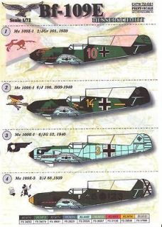 Print Scale Decals 1/72 MESSERSCHMITT Bf 109E German Fighter