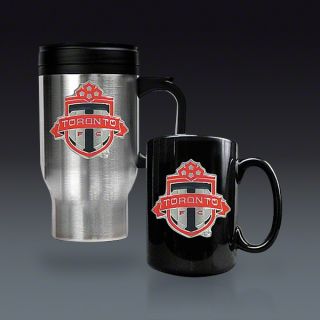 Toronto FC Stainless Steel Travel Tumbler and Black Ceramic Mug 