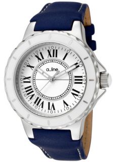line 20012 Watches,Womens Marina White Dial Blue Leather, Womens 