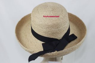 Raffia Braid Black Ribbon hat, summer style, sturdy shape, natural and 