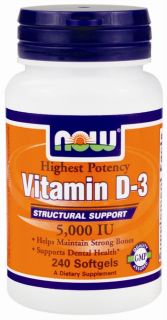 Buy NOW Foods   Vitamin D 3 Highest Potency 5000 IU   240 Softgels at 