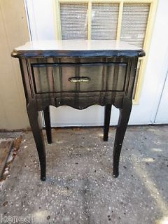 Serpentine Black Nightstand French Provincial Country Bed Table 