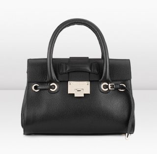 Jimmy Choo  Rosalie S  Small Top Handle Handbag in Black Soft Grainy 