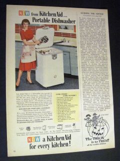   vintage image of Portable Dishwasher by KitchenAid 1960 Print Ad