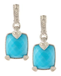 Fontaine Pave & Turquoise Heart Prong Earrings   Last Call by Neiman 