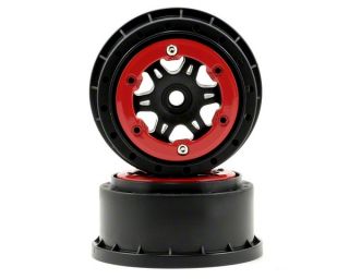 Pro Line Split Six 2.2/3.0 Bead Loc Wheels (Red/Black) (2) (SC10/Rear 