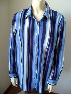 LAUREN RALPH LAUREN Size SZ 1X 100% Silk Striped Blouse Top Shirt 