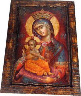 VIRGIN MARY   Orthodox Byzantine icon on wood handmade   Greece
