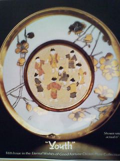 New Chokin Eternal Wishes of Good Fortune Collector Plate ~ YOUTH 