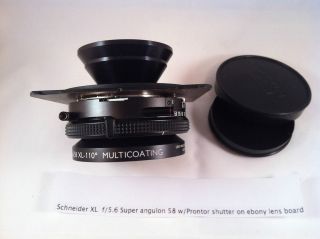 Schneider XL f/5.6 Super angulon 58 w/Prontor shutter on ebony lens 