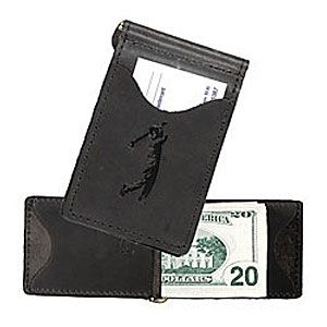 Personalized Money Clip Leather Mini Personalized Wallet   Golf 